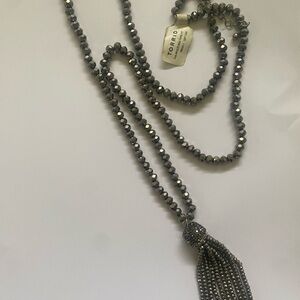 Torrid Gray Beaded Necklace with Tassel
